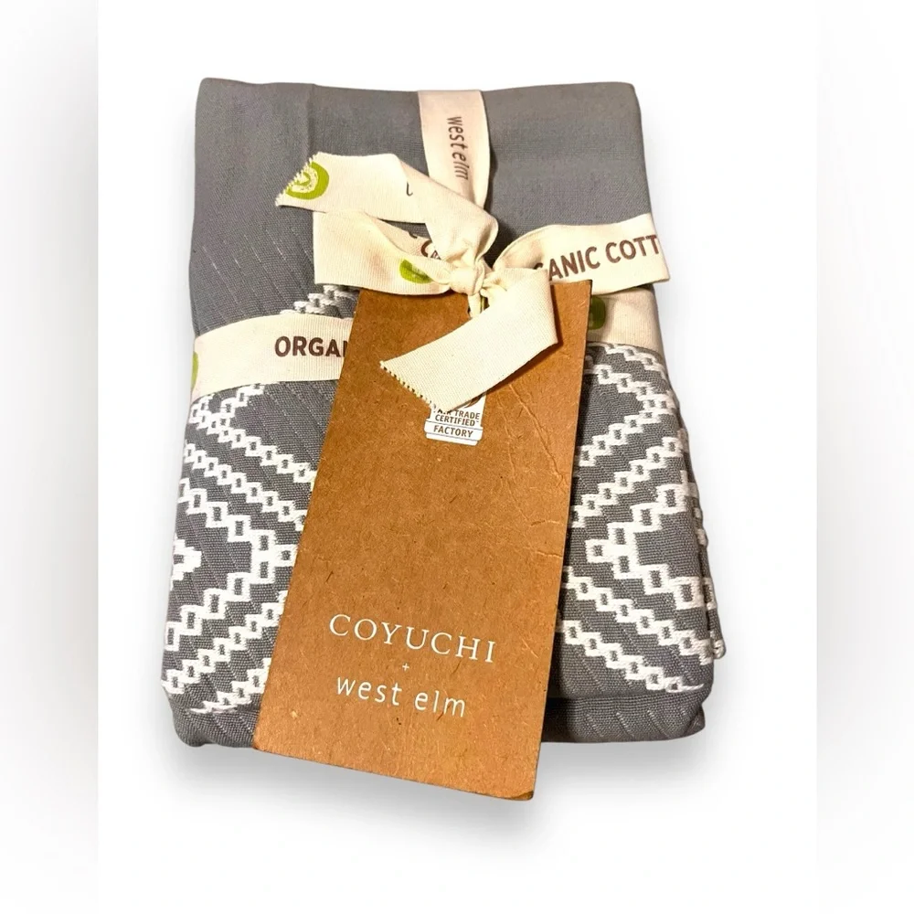 West Elm organic sham DIAMOND DOBBY RAYURES DOLBY LOSANGES new